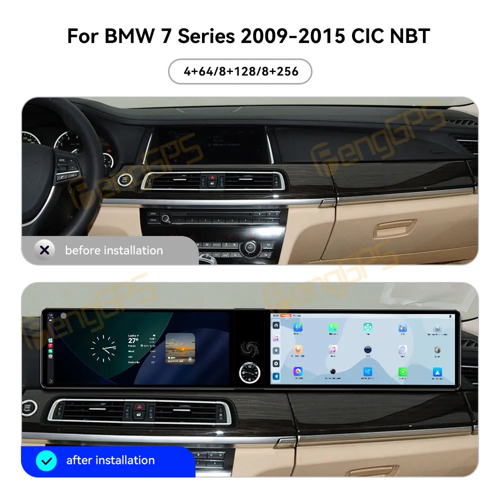 For BMW 7 Series 2009-2012-2015 CIC NBT 24.6 inch Android Radio Wireless Apple Bluetooth Carplay Multimedia Touch Screen Stereo