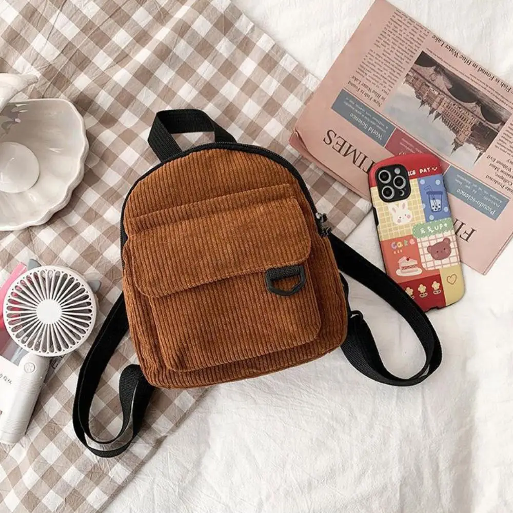 Petit Sac à Dos en Velours Solide à Rayures, Double Couche, Style Avocat, pour Téléphone, Assressentiavec Tout, pour l'École