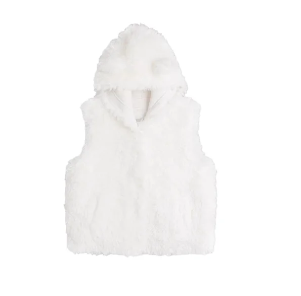 Women's Autumn Winter New Thickened White Warm Plush Hooded Vest Fashion Loose Cute Age-reducing Versatile Sleeveless Coats