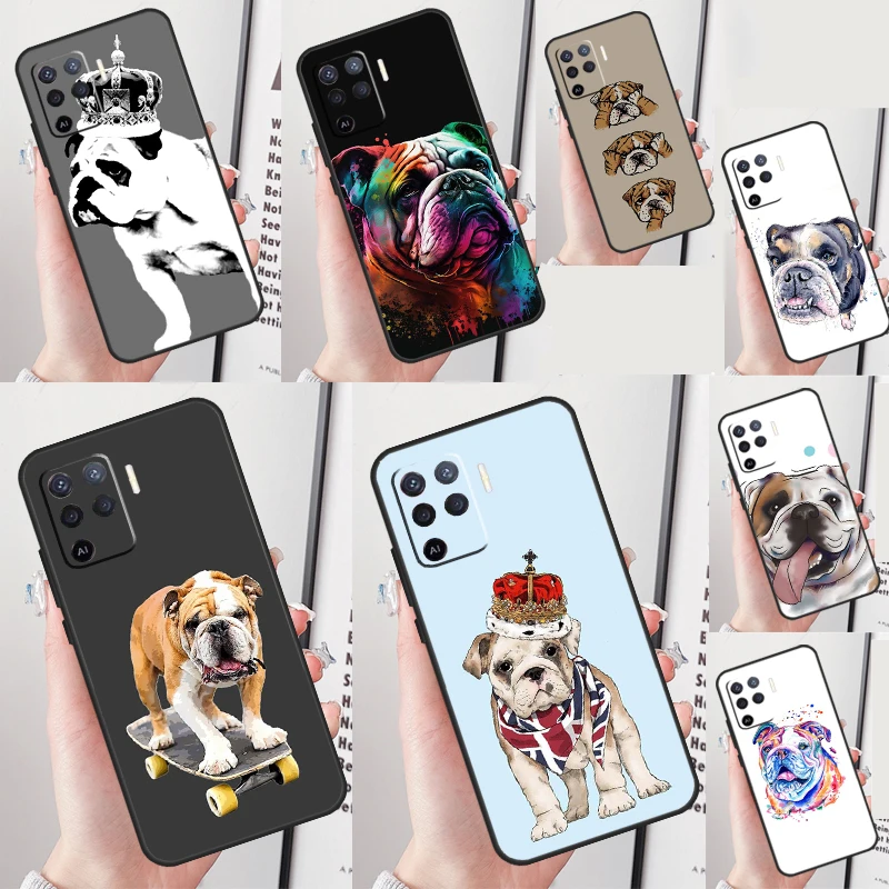 British Bulldog Case For OPPO A57S A54S A96 A76 A16 A5 A9 A53 A15 A54 A74 A94 A78 A98 A17 A77 A52 A72 A93