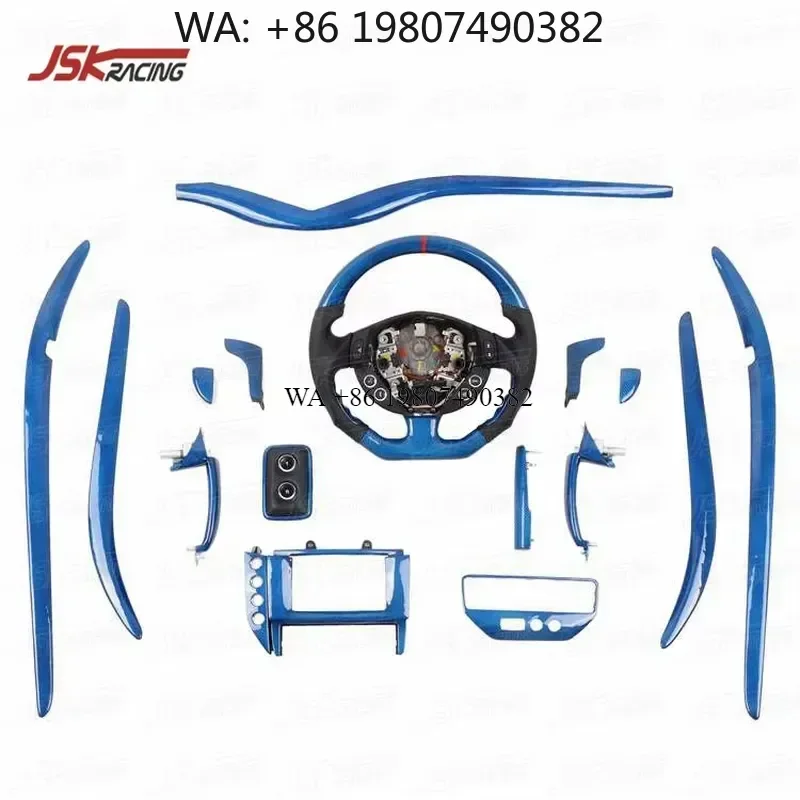 Wmwmnu 16pcs Blue Carbon Fiber Interior Trim Kit for GranTurismo GranCabrio GT GC GTS Car Accessories Dashboard Door