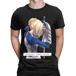 Saber Lament Men's Tee Shirt Fate Stay Night Fgo Anime Novelty Tee Shirt O Neck T Shirts Cotton Unique