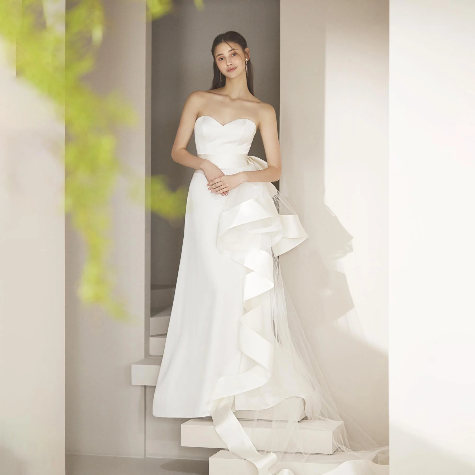 GIOIO Sweetheart Luxury Formal Wedding Dresses Pleat White Tiered Sleeveless 프롬드레스 Floor Length Elegant Bride Gowns Party Women