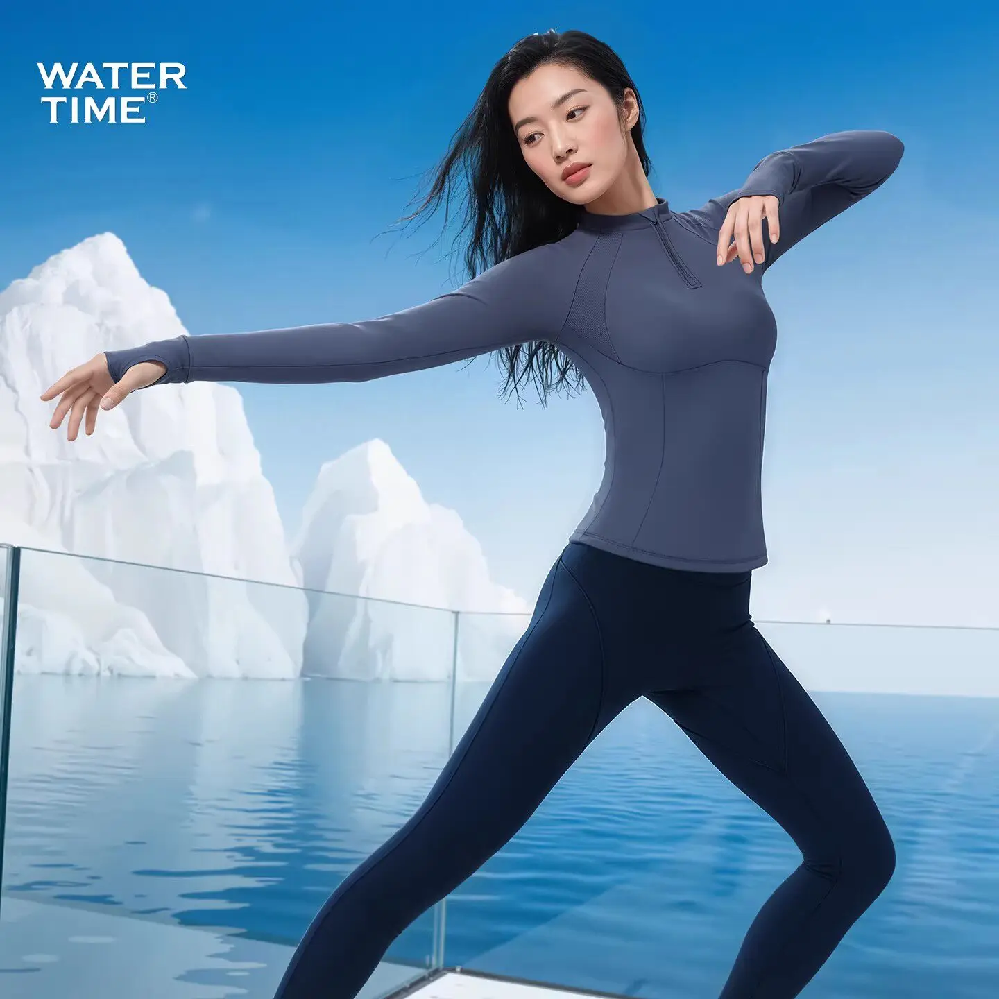 WaterTime Women's New Style One-piece Sunscreen Conservative Concealing Fat Casual Surfing Jelly Diving Suit Set