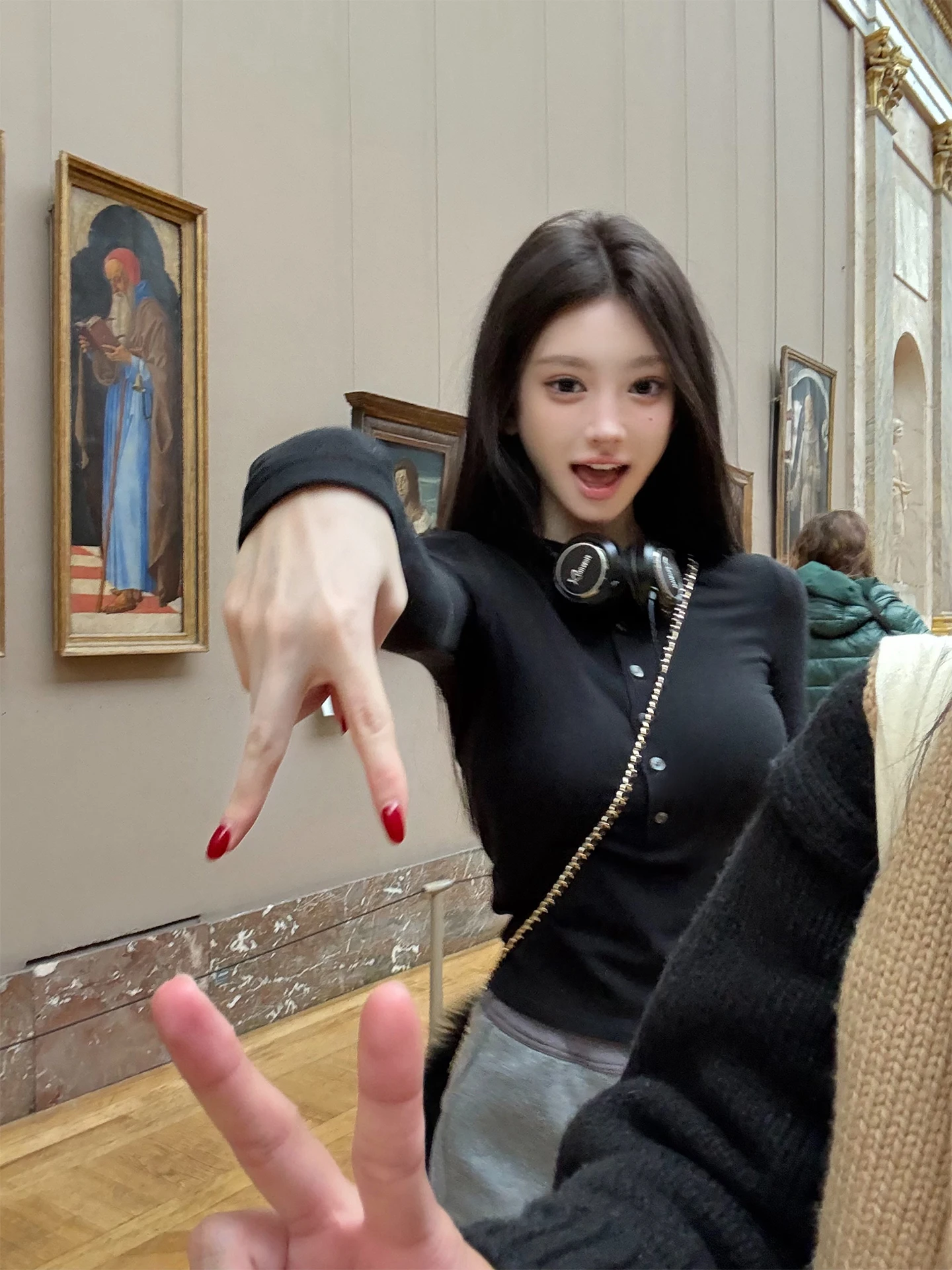 

Good Morning Fan Fan SKMS Private Server Long Sve Floing ort Sve round Ne Slim Fit T-irt Korean Sle Commute