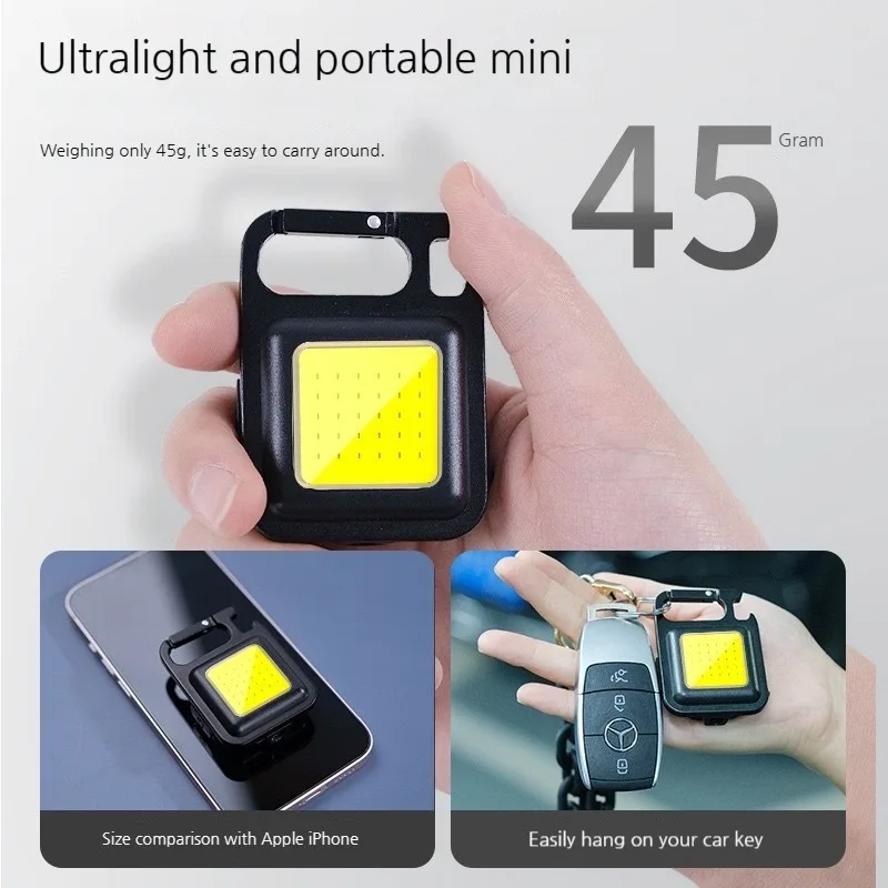 2026 New Portable COB Keychain Light 500LM USB Rechargeable Work Light Magnetic Mini Flashlight Camping Emergency Lamp Hiking view 2