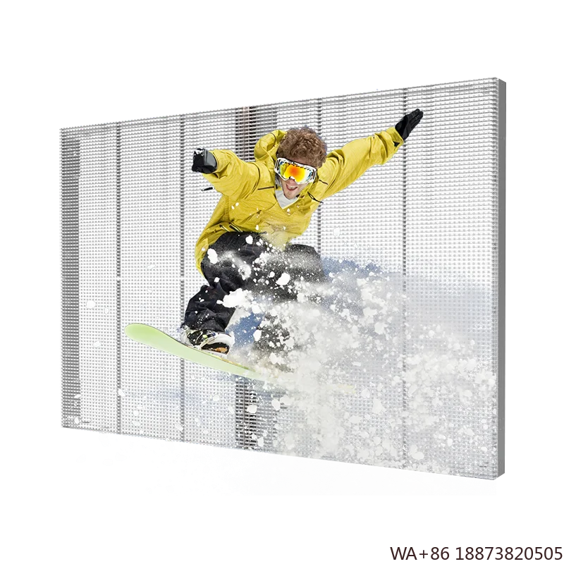 Display a LED P3.91 600CD Pellicola trasparente per schermo in vetro Schermo trasparente flessibile per interni