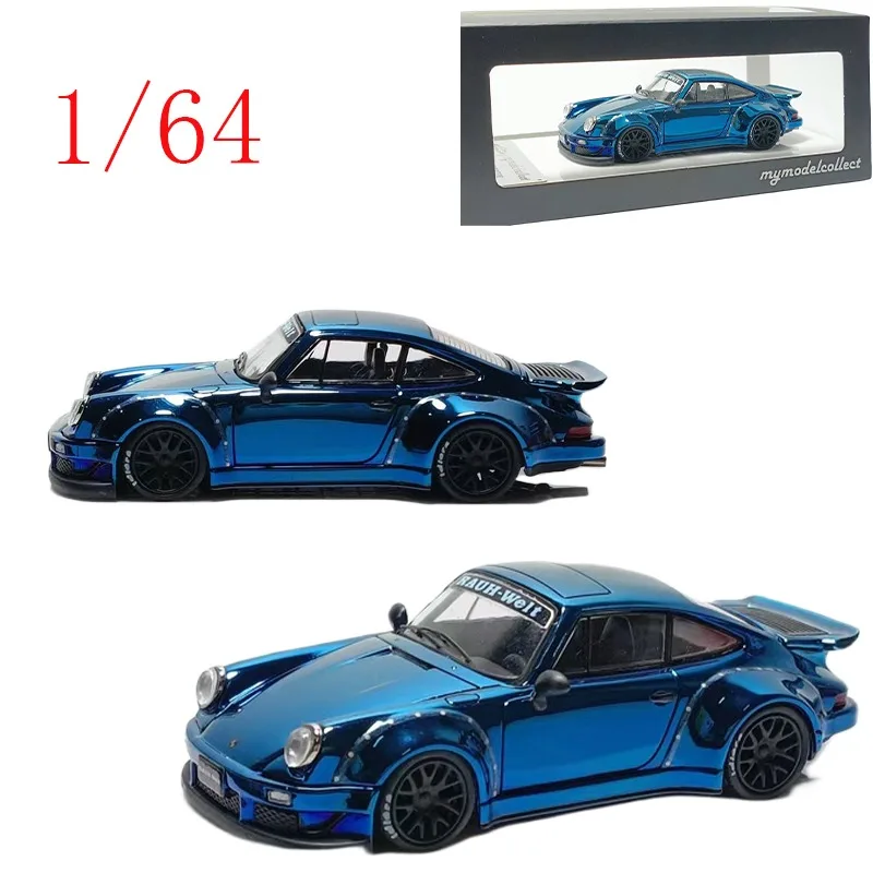 

Diecast 1/64 Scale Chrome Blue RWB 930 Whale Tail MC Edition Porsche 911 Alloy Car Model Toys for Boys Gift