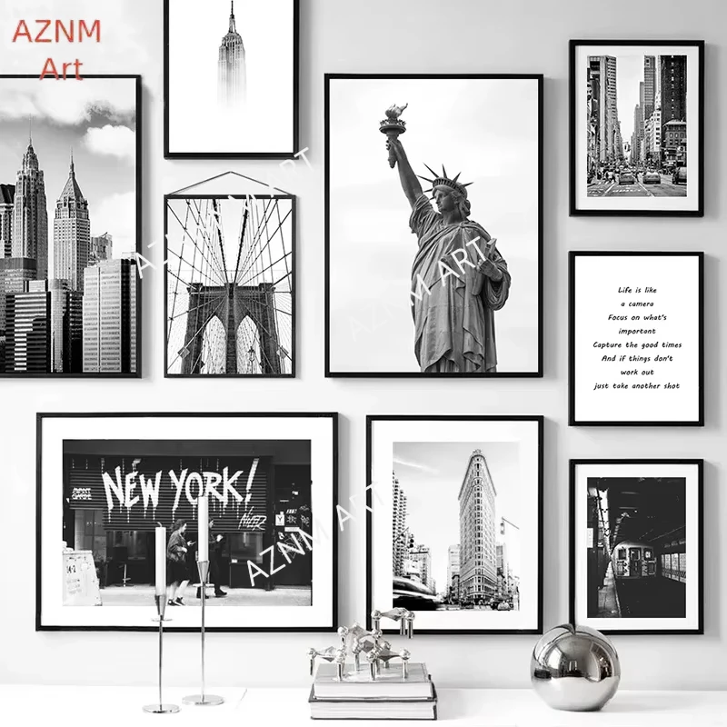 New York City Canvas Prints Statue of Liberty Posters and Prints Black and White Wall Art Pictures Living Room Decor
