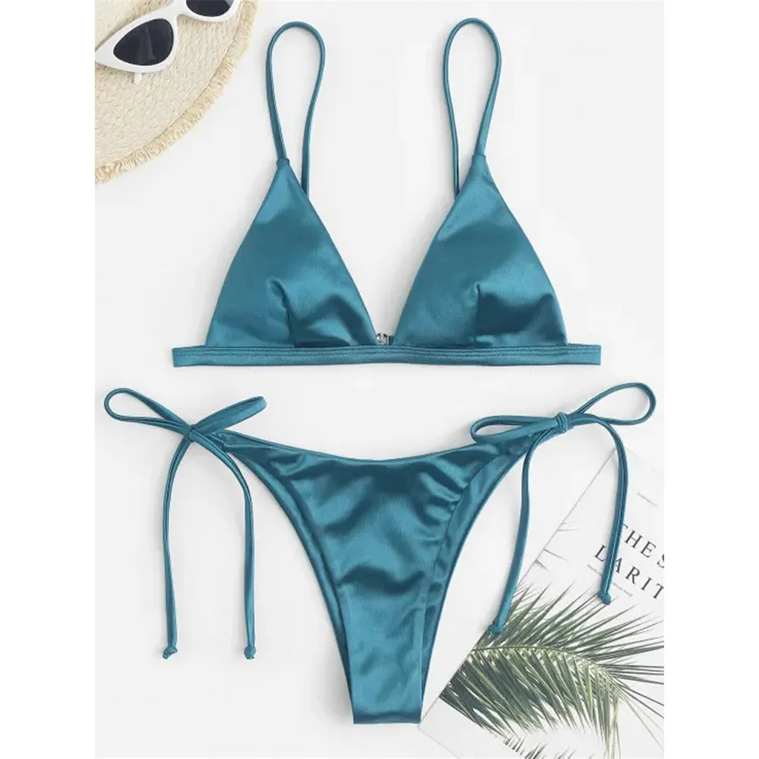 5 Farben Satin High-Leg-Cut Brasilianisches Zweiteiler-Bikini-Set Bikini Damen-Badeanzug Badebekleidung Frauen-Badebekleidung Bather Swim V4964 – Detail 39