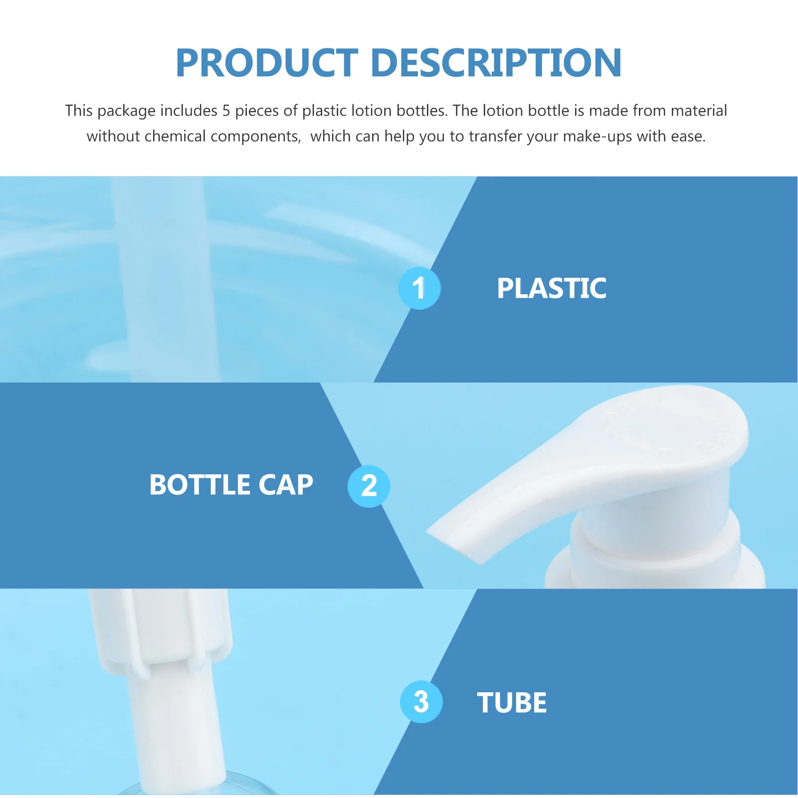 

5Pcs Plastic Lotion Container Reusable Travel Bottles for Shampoo Conditioner Liquid Soap Toiletries Lotion Container