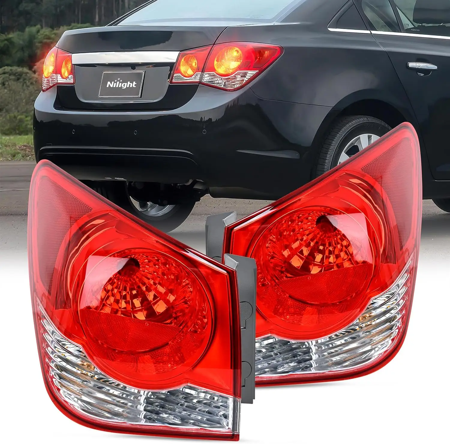 Nilight Taillight Assembly Compatible w/2011-2015 Chevy Cruze 2016 Limited Outer Tail Light OE Style Rear Lamp Replacement Lens