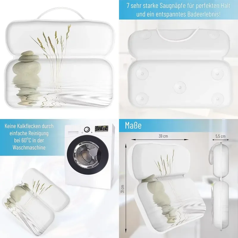 for Universal Durable Bath Mat with 7 Strong Suction Cups Custom Breathable Bathroom Pillow Neck Pad