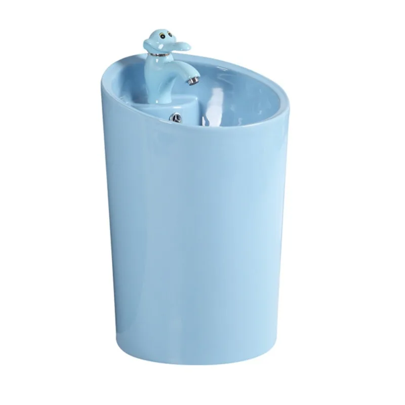 

Children's color one-piece column basin, kindergarten engineering wash basin, bathroom ceramic children's floor