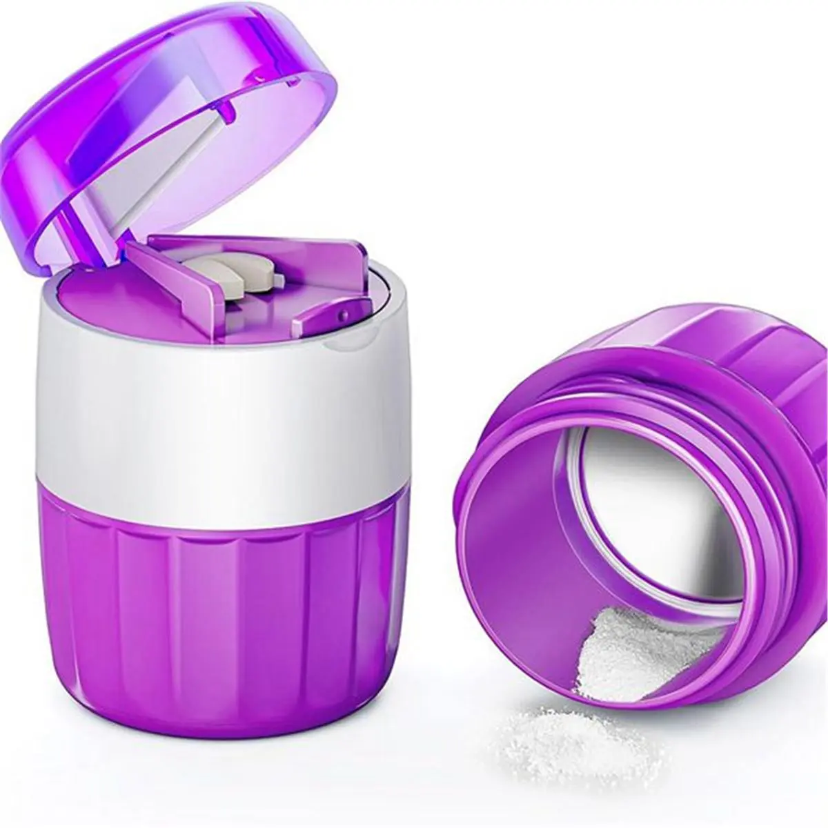 (AIMA) Pill Crusher Stainless Steel Multifunction Pills Cutter Fine Powder Dust Proof Tablet Grinder for Tiny Pills Green