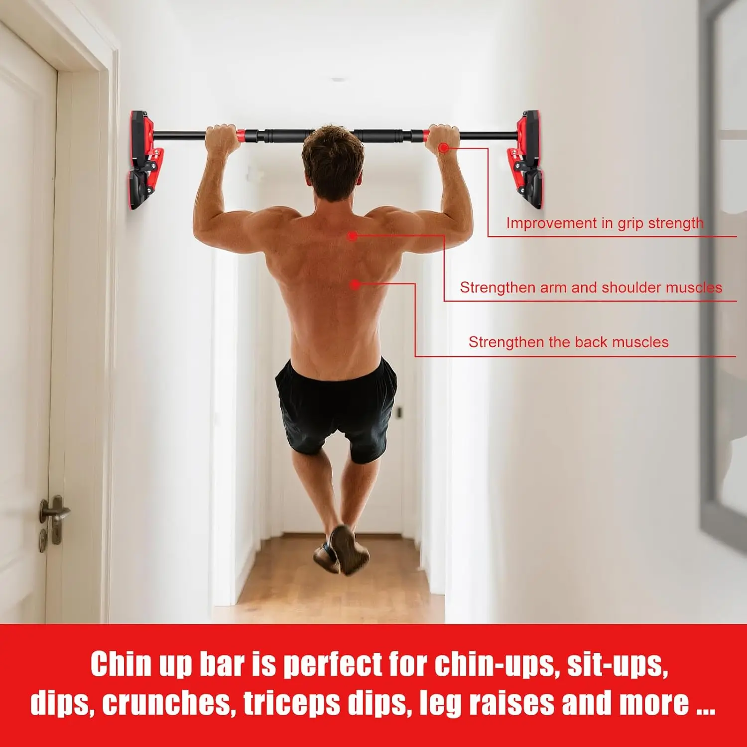 Türmontierte Klimmzugstange für Zuhause, Indoor-Fitness ohne Bohren, Horizontalstange für Heimfitnessgeräte – Detail 9