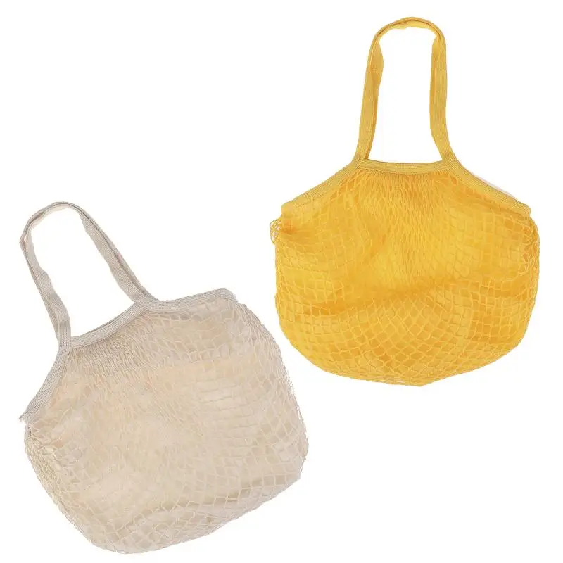 Durable Cotton Grocery Bags Mesh Rope Organizer Handbag Portable Breathable Mesh String Bag Fruit Vegetable Storage