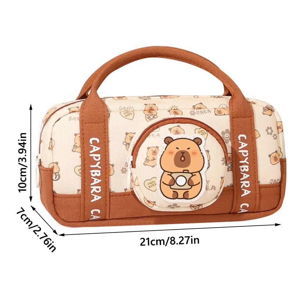 Durevole borsa per penne gatto/capibara nero, astuccio multifunzionale di grande capacità, borsa per cancelleria portatile, ufficio scolastico