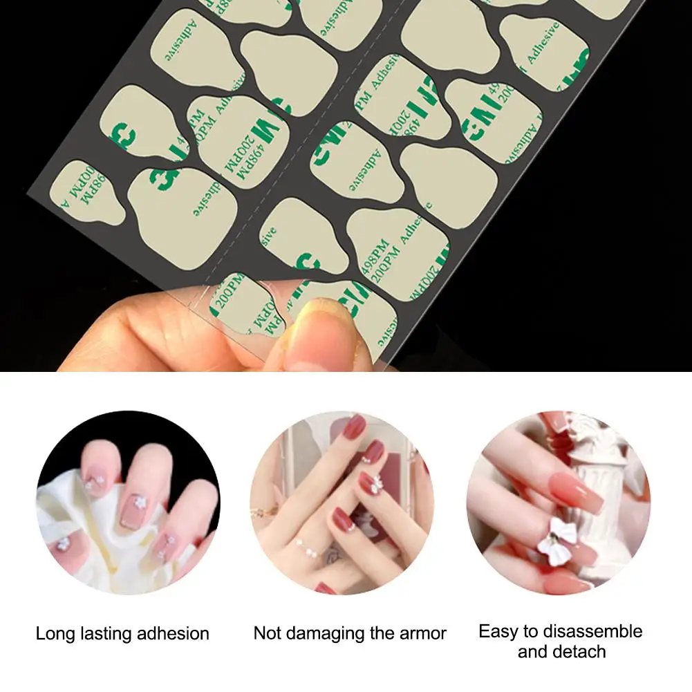 Versione aggiornata Non danneggiano mai le tue unghie Punta falsa Colla per unghie Sostituzione Gelatina impermeabile Nail Art Stiers Profional 24 adesivi