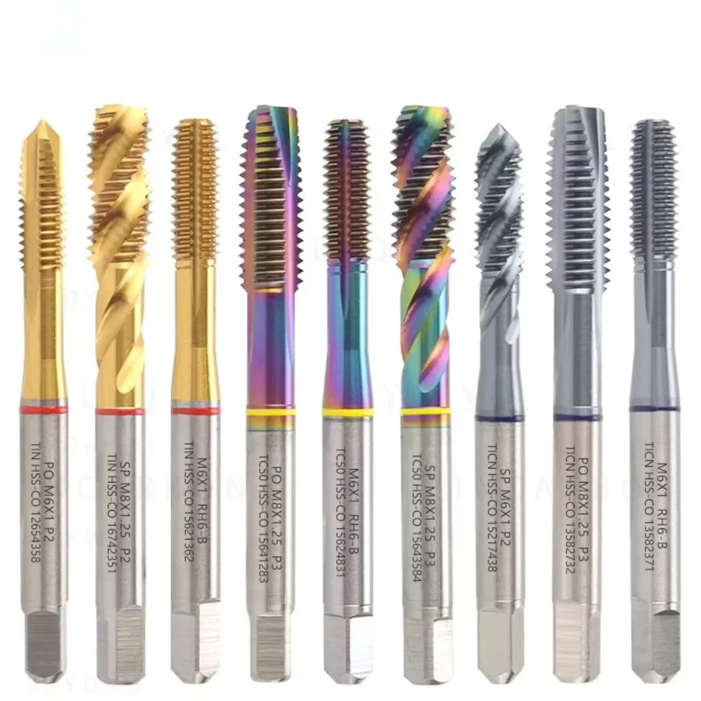 HSS-CO JIS Spiral Fluted/Pointed Tap Forming/Roll Tap Yellow/Red/Blue Ring M2M2.5M3M4M5M6M8M10M12 Machine Screw ThreadTap