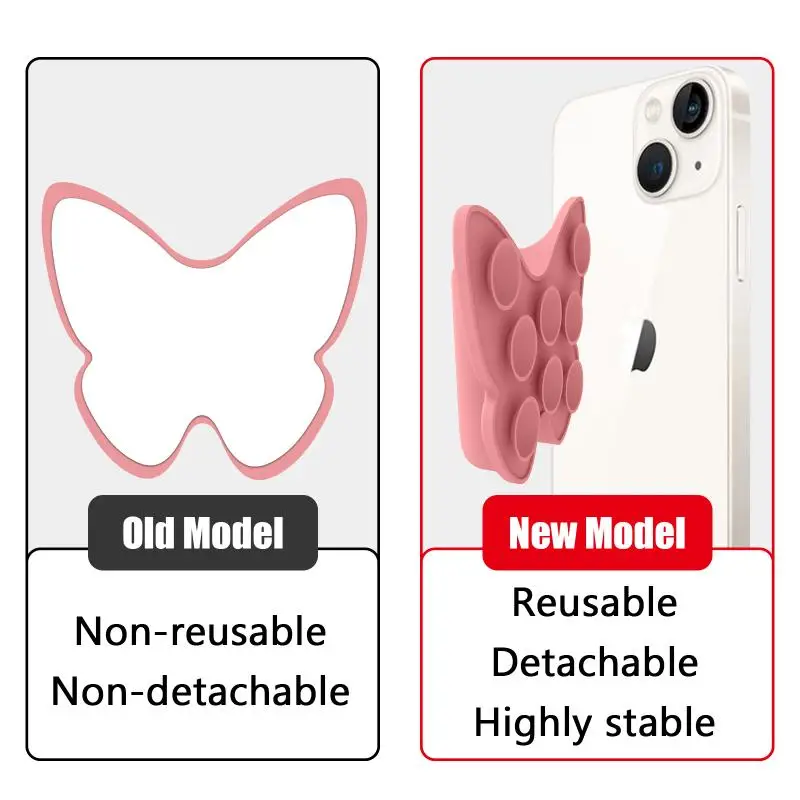 Soporte de silicona para lápiz labial con ventosa, antipérdida, forma de mariposa, brillo de labios, funda para teléfono, lápiz labial multifuncional, soporte para teléfono