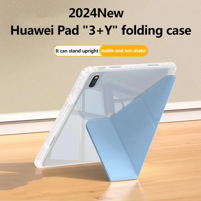 Transprent Acrylic Y-Folding Case For Huawei MatePad SE 11 2024 11.5 S Air 11.5 11 PaperMatte Pro11 10.4 Pro10.8 With Pen Slot