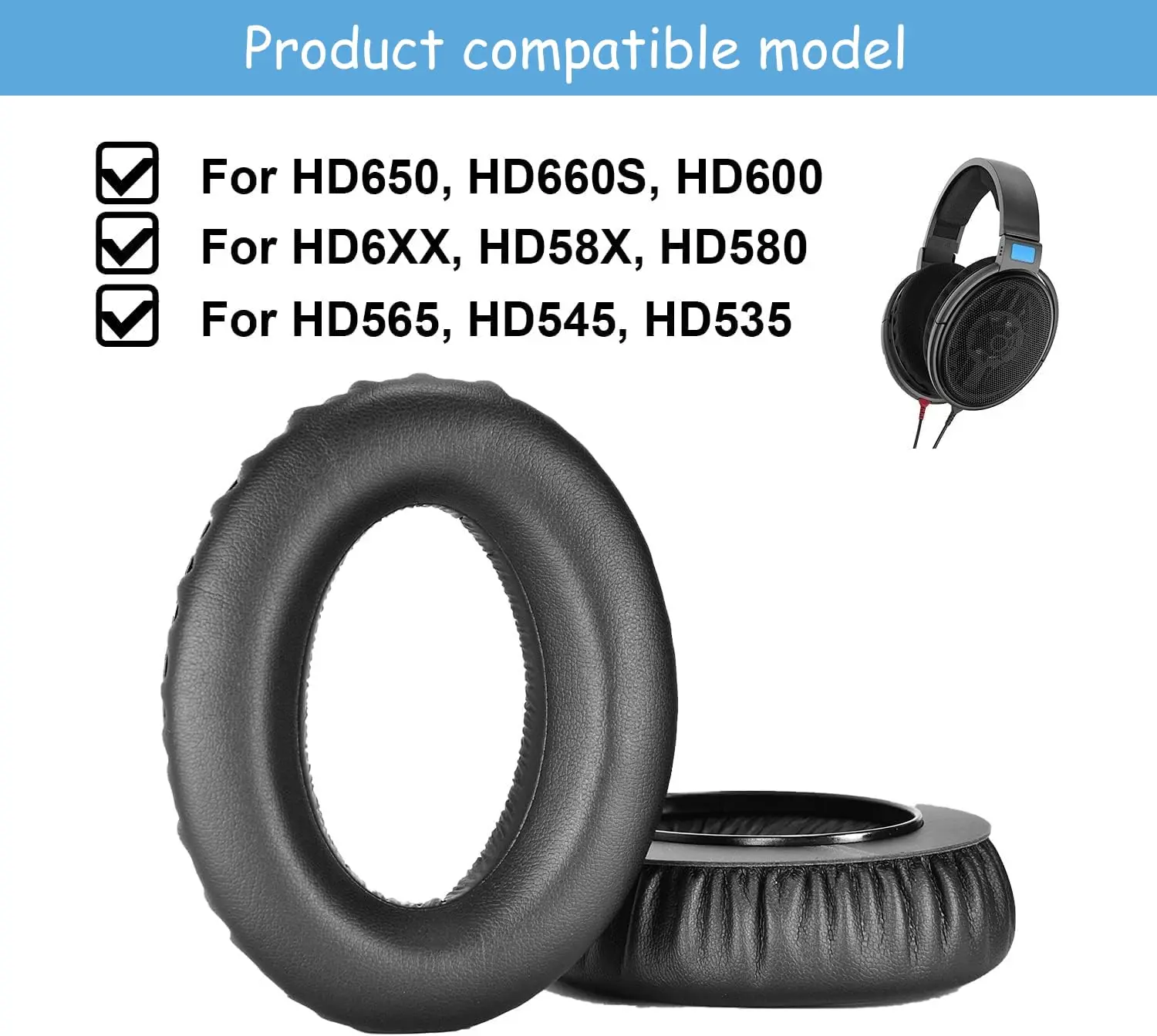 Ear Pads Cushion Earpads Replacement Compatible with Sennheiser HD650 HD600 HD580 HD660 S HD565 HD545 Headphones