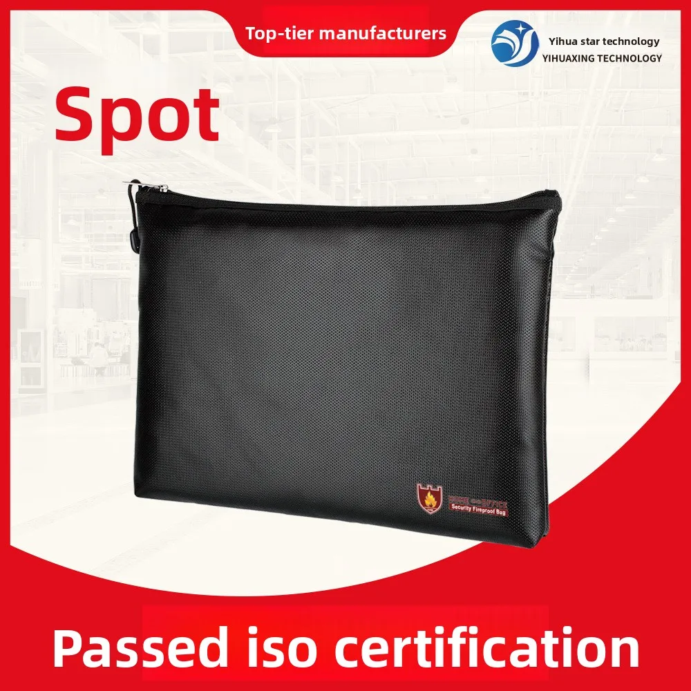 Silicone Coated Fiberglass Zipper Document Bag Heat Resistant Storage Pouch Multi Size Water Resistant File Organizer for