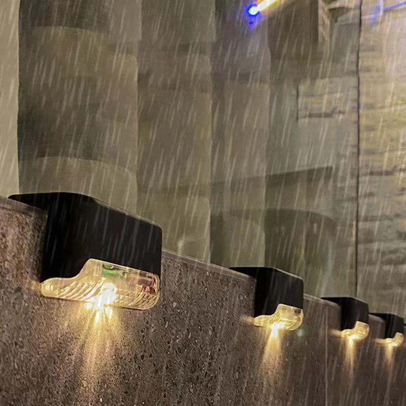 Outdoor 4PCS Solar LED Wall Light for Deck Step Railing Patio Stair Yard Garden Flower Bed Holiday Decoration Solar Deck Light