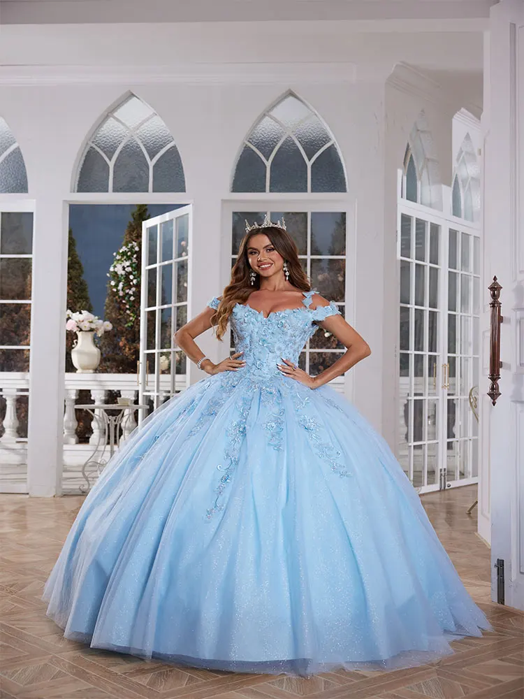 Vestidos Quinceanera com renda frisada, vestido de baile longo de tule, vestido de festa noturno querido, vestidos de baile, luxo, 2024