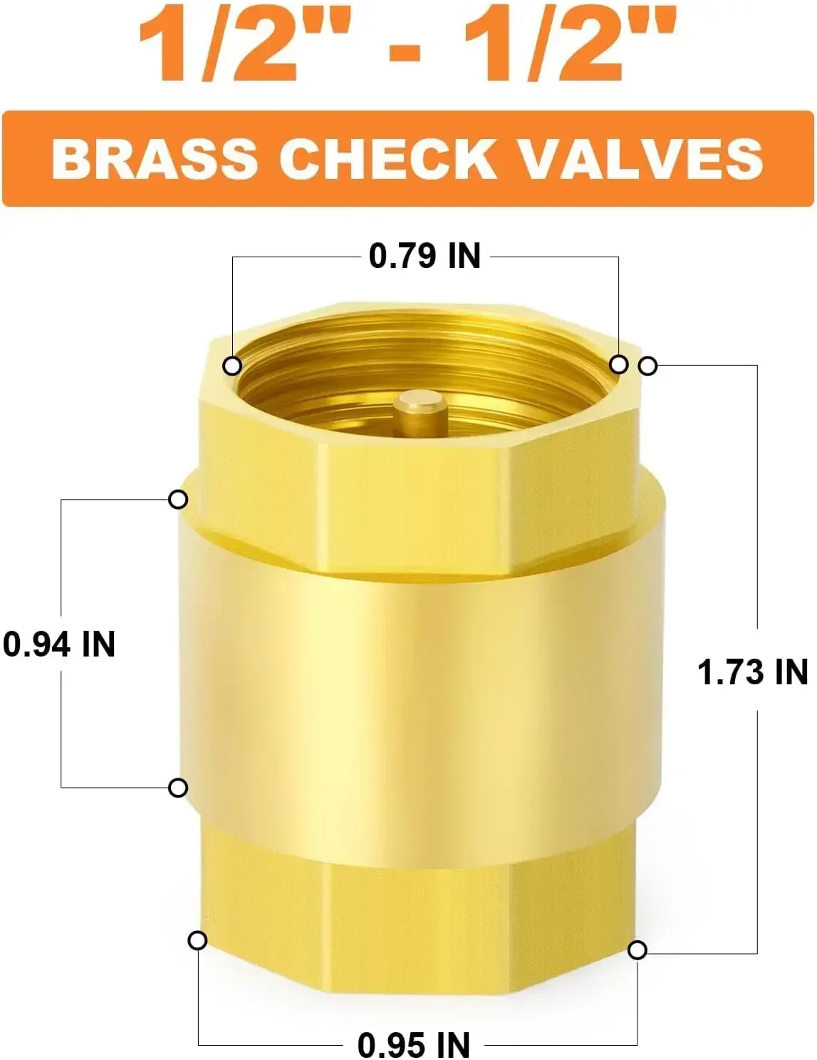 1/2-inch Brass Vertical Check Valve Hydraulically Operated Backflow Prevention 1/2