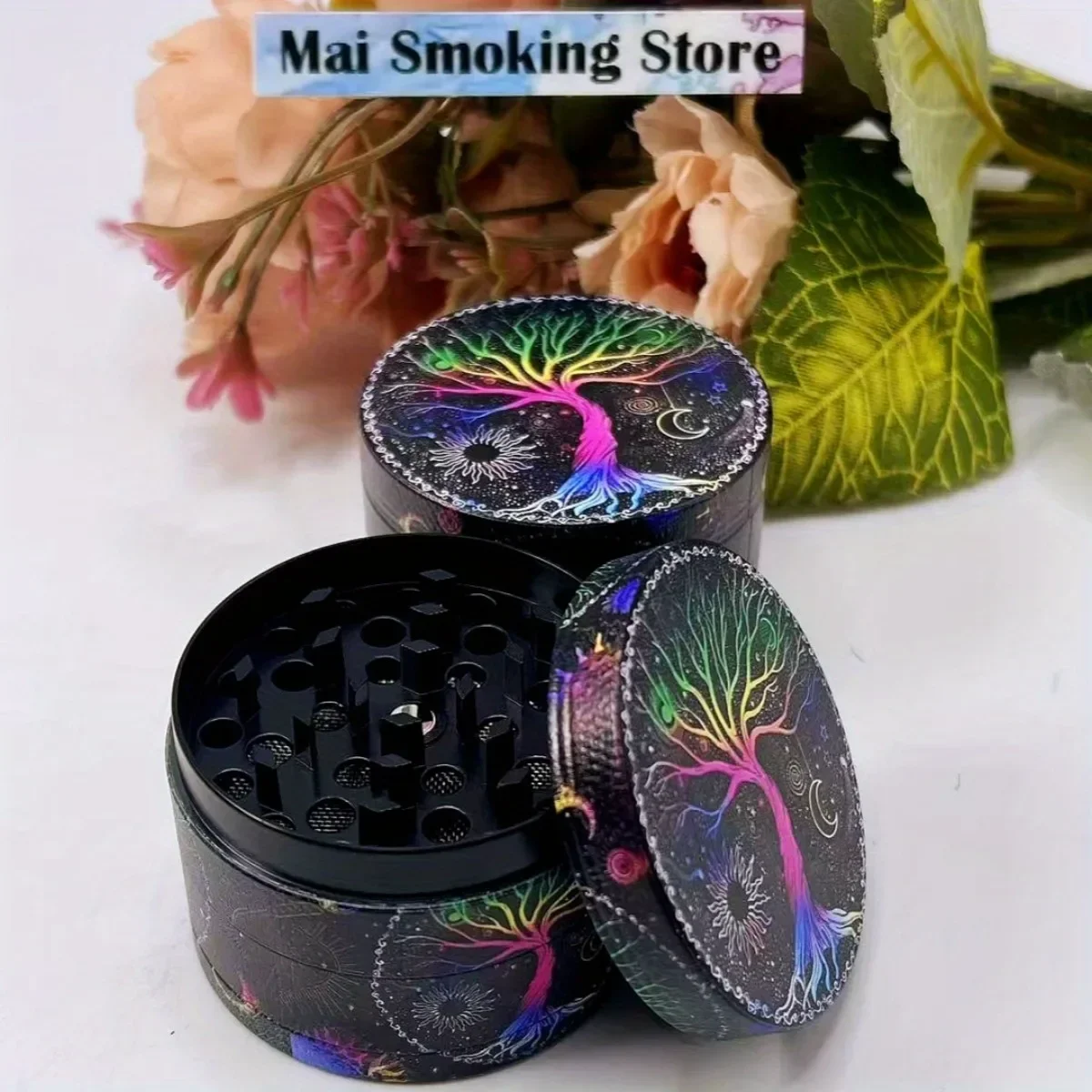 2/2.5inch Tree Herb Grinder Metal 4-Layers Manual Pepper Mortar Spice Salt Mill Grass Tobacco Grinder Smoking Cigarette Tool