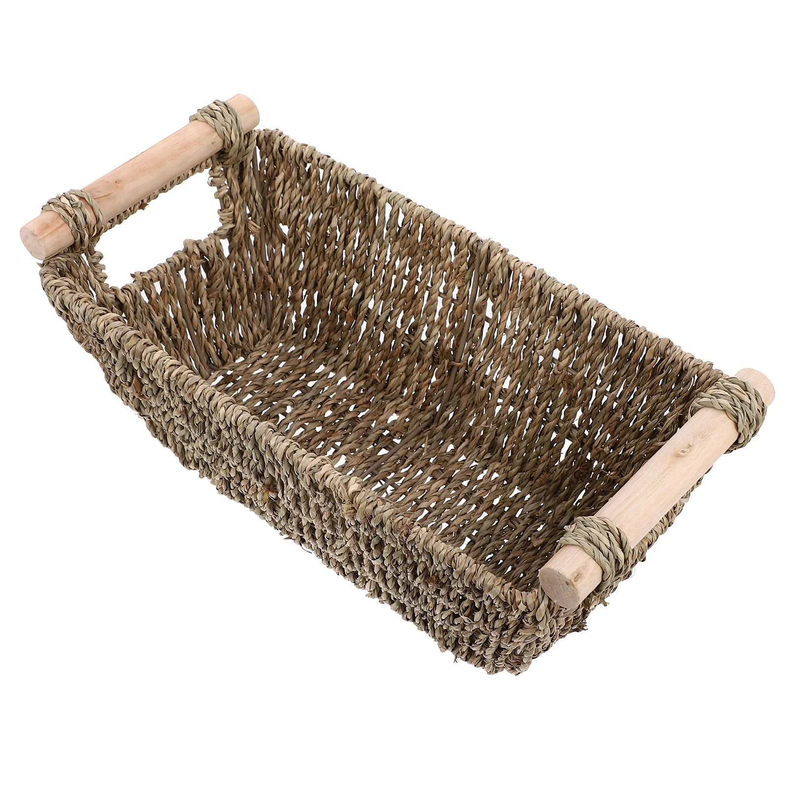 

Straw Storage Basket Weave Container Desktop Organizer Sundries Holder Portable Home Use Laundry Box