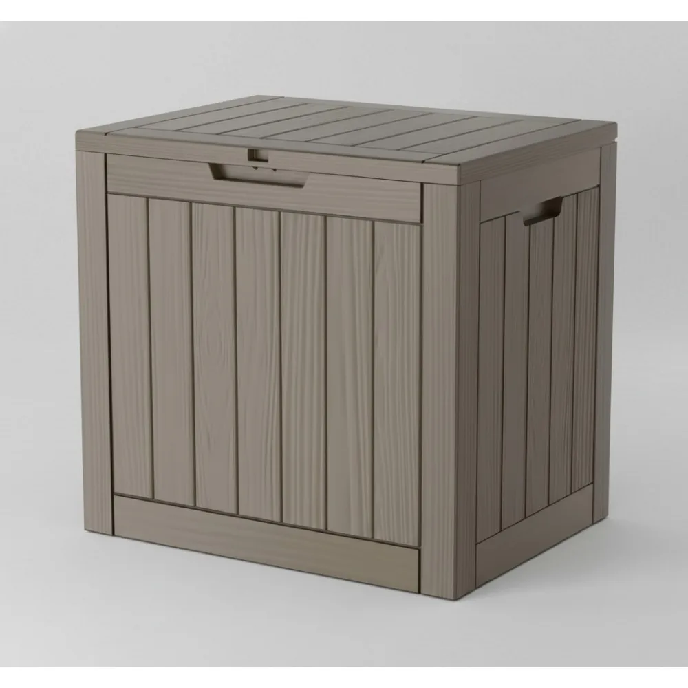 

30GAL Коричневый ящик для уличной террасы с замком - водонепроницаемое устойчивое к ультрафиолетовому излучению сиденье для хранения для патио и сада