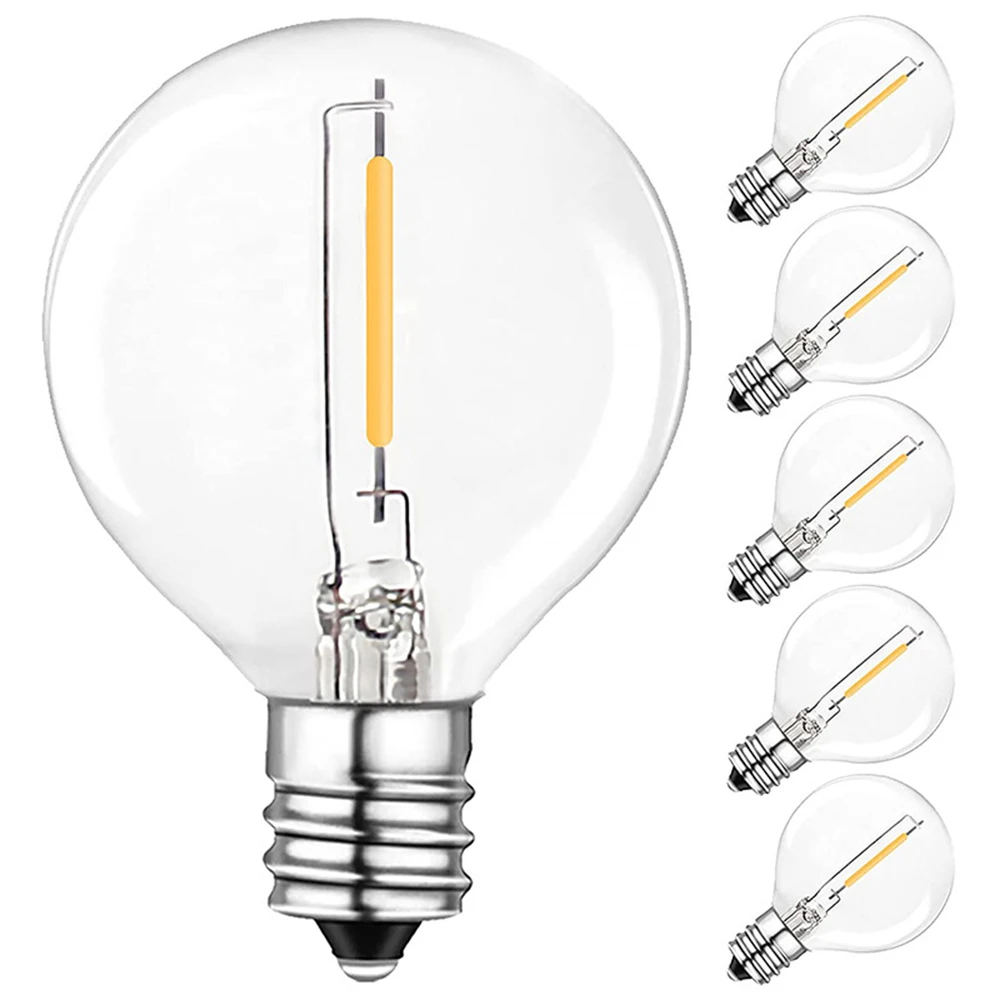 6/25 Pcs 110V/220V G40 LED String Fairy Light Bulb LED Lamps Tungsten LED Bulbs E12 Base Socket Holder Bulb For Home Decoration
