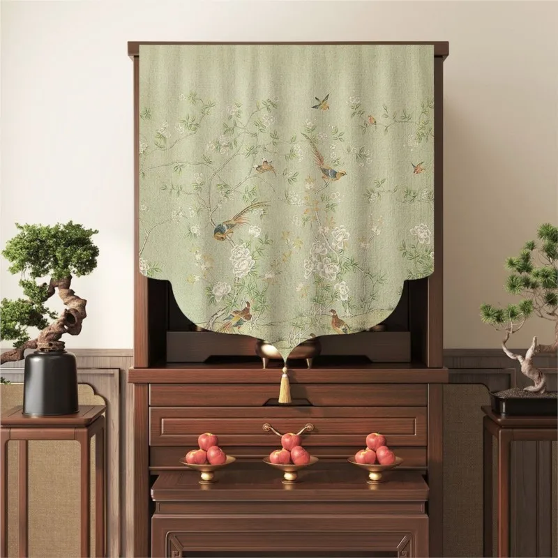 Chinese Buddhist Niche Style Hiding Curtains For Home Dining Table Temple Buddha Statue Dustproof Curtain Door Curtain ZJ278