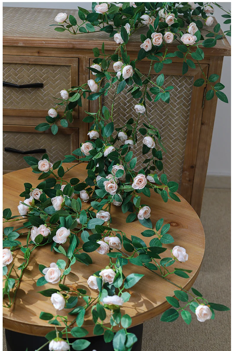 Künstliche Efeugirlande, Seidenrosen-Hängepflanzen, künstliche Blumen für Hochzeit, Zuhause, Garten, Wandbogen-Dekoration, künstliche Rosen – Detail 20