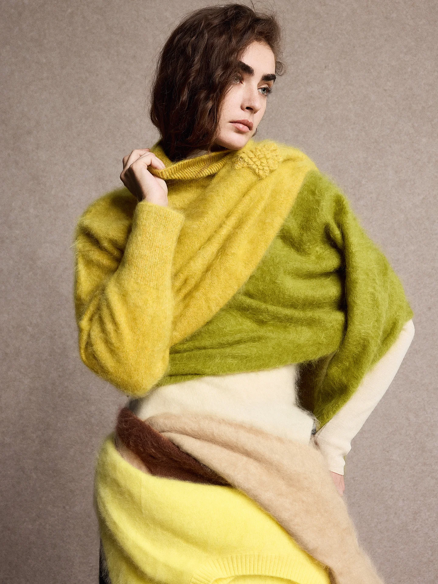 

Wind Fly Small Warmstove Alaan 00 Camere Floed Handhooked High Collar Sweater Women's Casual Sle MZ2044