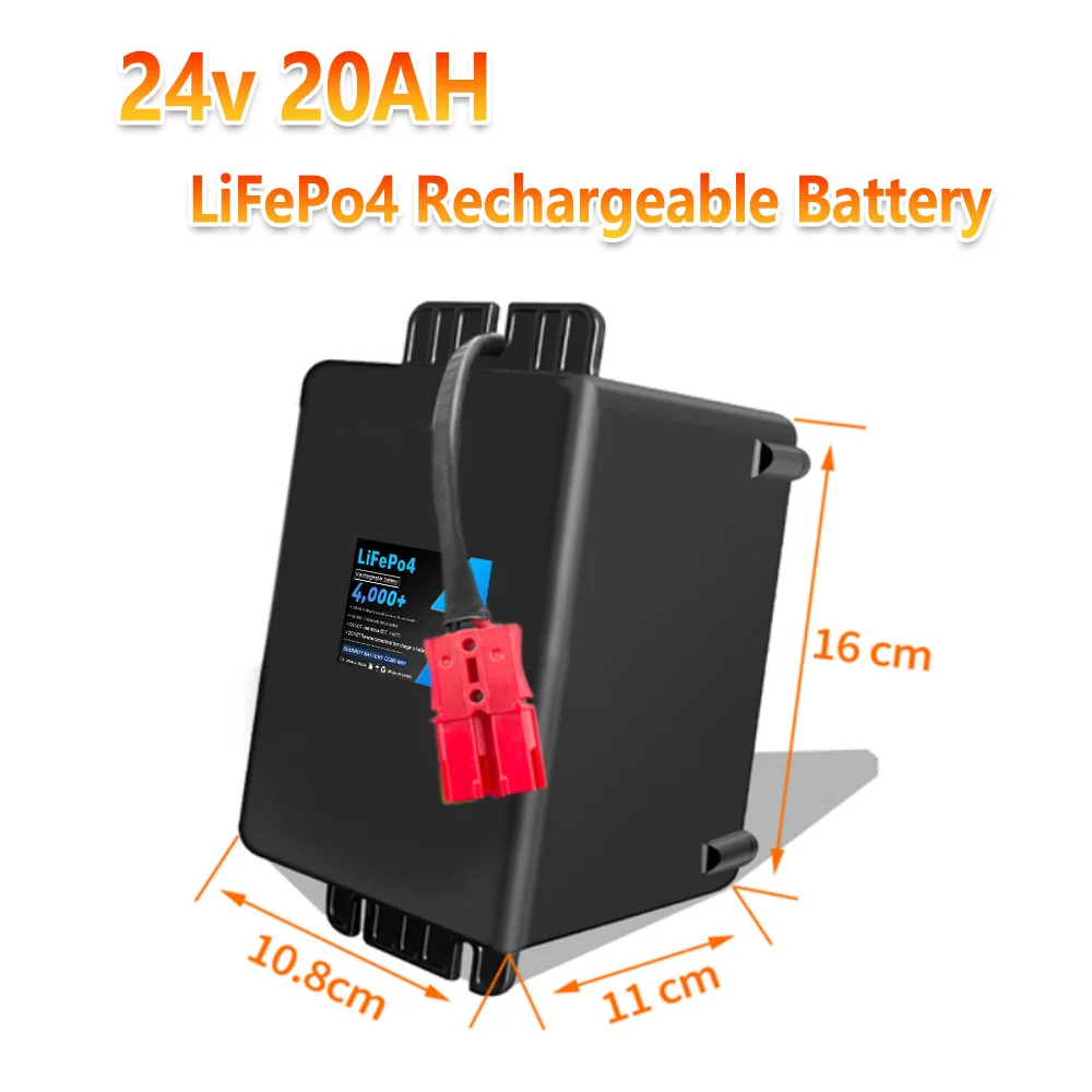 24v 20AH Lifepo4 Rechargeable Battery Pack Built-in BMS Optional Bluetooth Deep Cycle for Eletric wheelchair +Charge