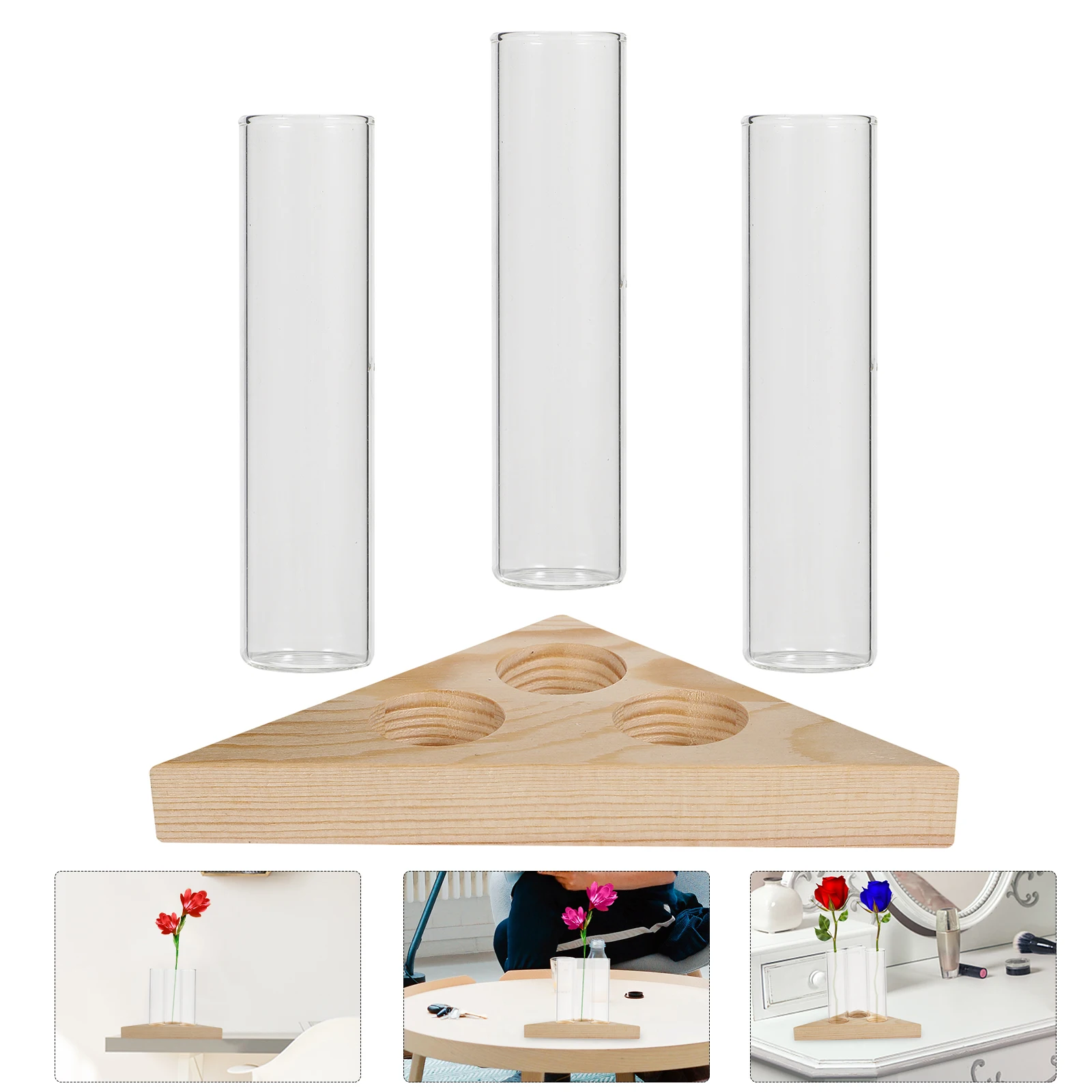 

1pcs Creative Glass Flower Vase Triangular Base Hydroponic Planter Bottle Desktop Decorative Home Office Vase For Plants Flowers