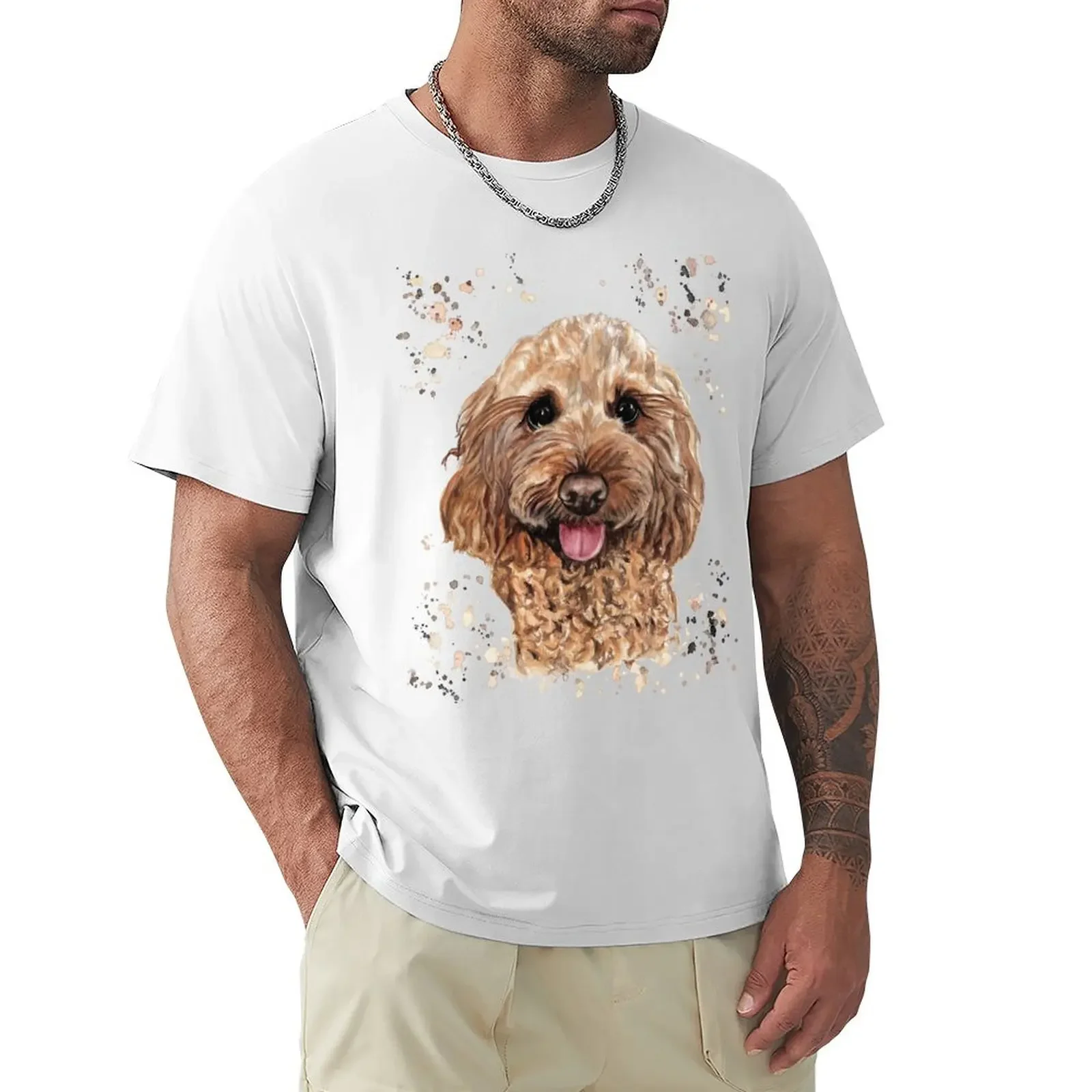 Watercolour Dog T-Shirt anime Blouse aesthetic clothes t shirt for men