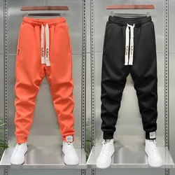 Men's Sweatpants Solid Loose Fit Mens Sweatpant Spring Fashion Orange Joggers Pants Unisex Elastic Waist Track Male Trouser 2025