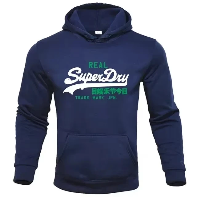 Cotton SweatshirtsHooded Sports Casual Sweatshirt Street Style Superdry Letter Print Elegant Autumn Winter Fleece Pullover