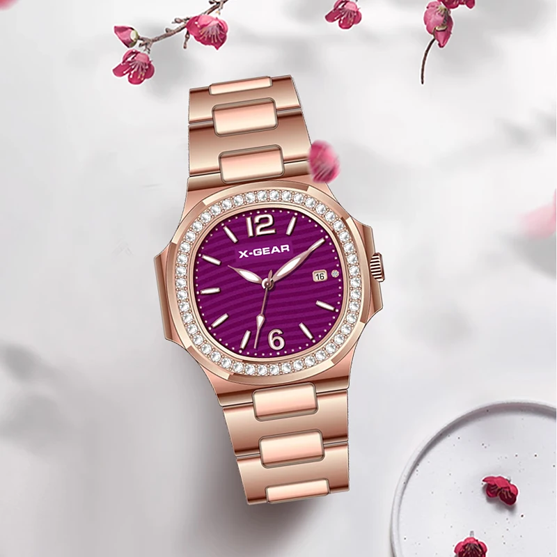 X-GEAR Stainless Steel Round High-Quality Business Women's Quartz Watch