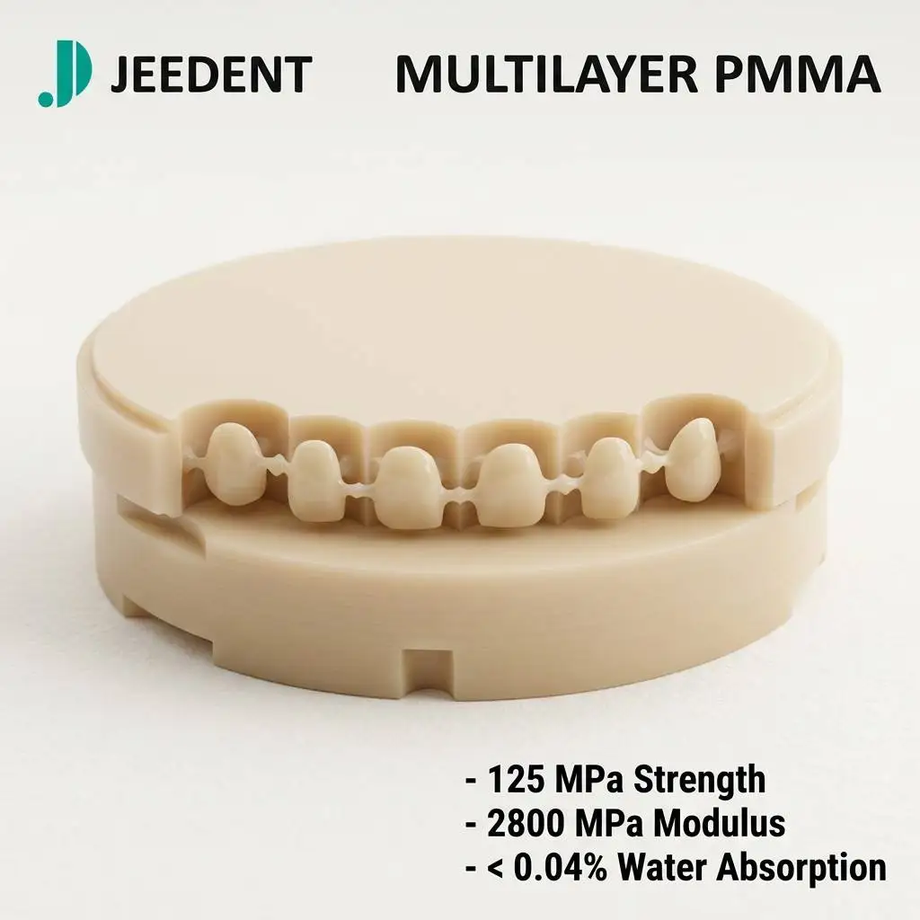 Multilayer PMMA Disc 98mm for Roland VHF Wieland CAD CAM System VITA 16 Shade A1 A2 A3 Aesthetic Temporary Restoration