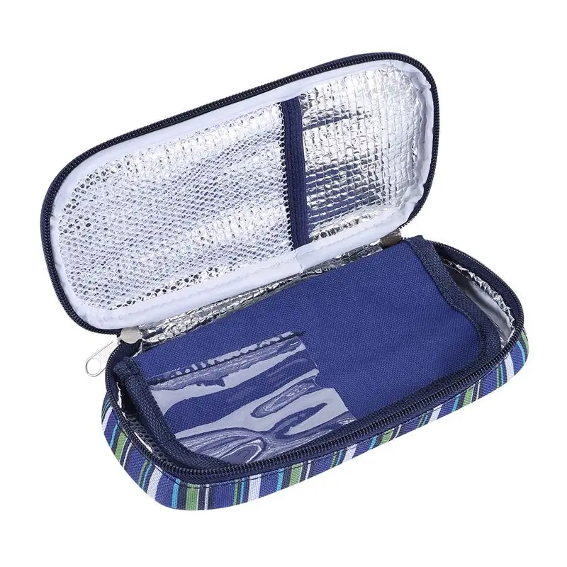 Hot kf-Insulin Cooler Travel Case Diabetic Medication Organizer Medicals Cooler Bag Waterproof And Insulation Liner(Navy Blue)