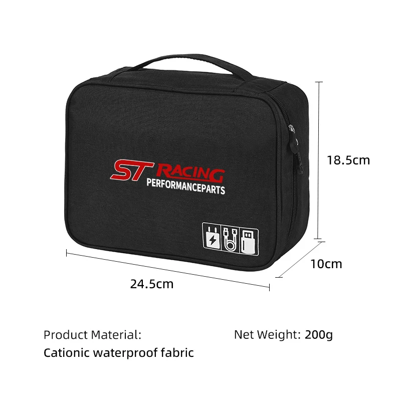 كابل بيانات السيارة حقيبة التخزين مقاوم للماء السفر المنظم حقيبة USB DataLine لفورد ST Line سباق RS S Kuga Fiesta Fusion Mondeo E