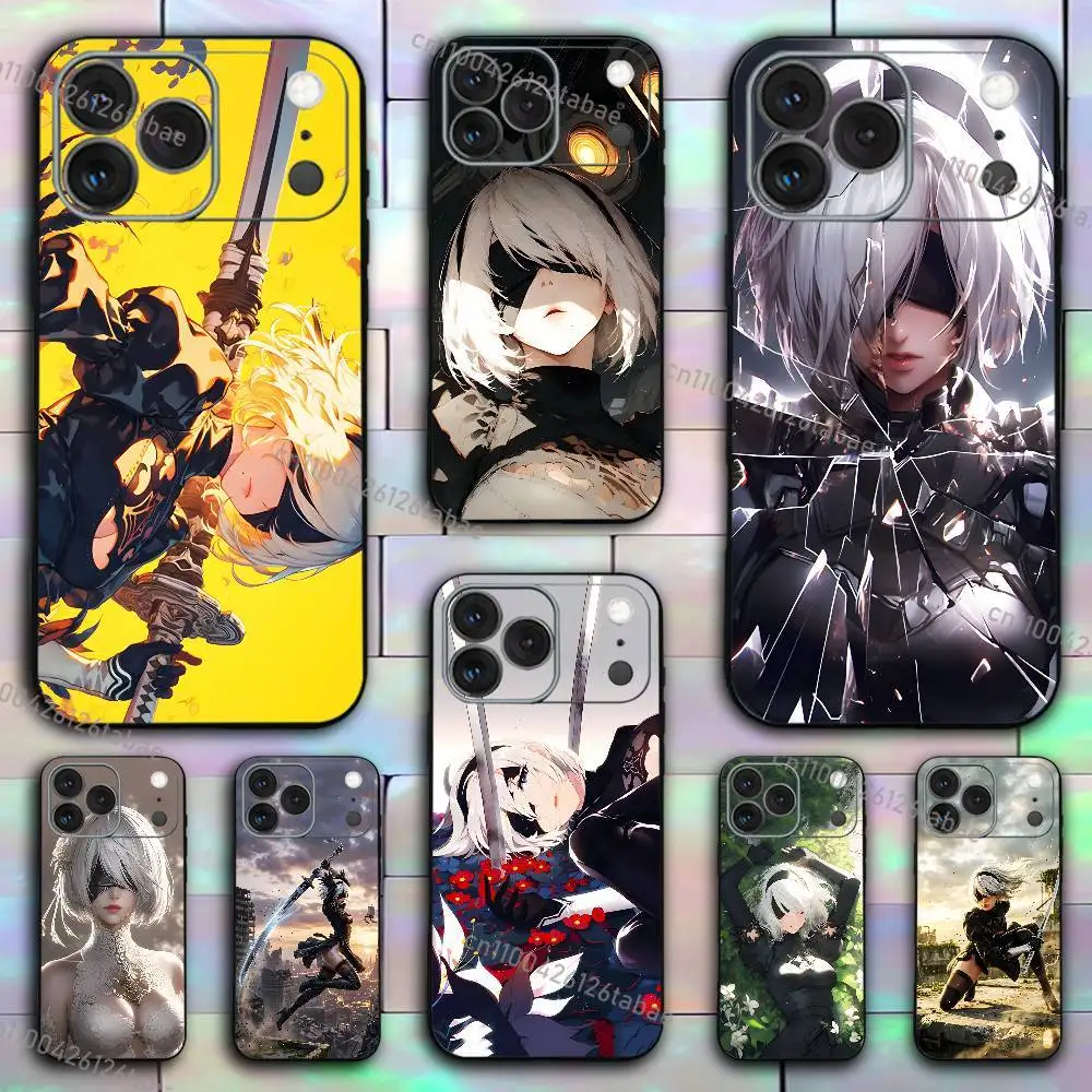 

N-Nier 2B A-Automata For iPhone 17,16,15,14,13,12,11,Pro,X,XS,Max,XR,Plus,Mini Soft Silicone Phone Case Black Shockproof TPU