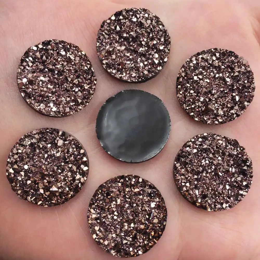 New 20pcs 20mm Bling AB Resin Round Ore Irregular Surface Flatback Rhinestone Ornaments DIY Wedding Appliques Buttons W43