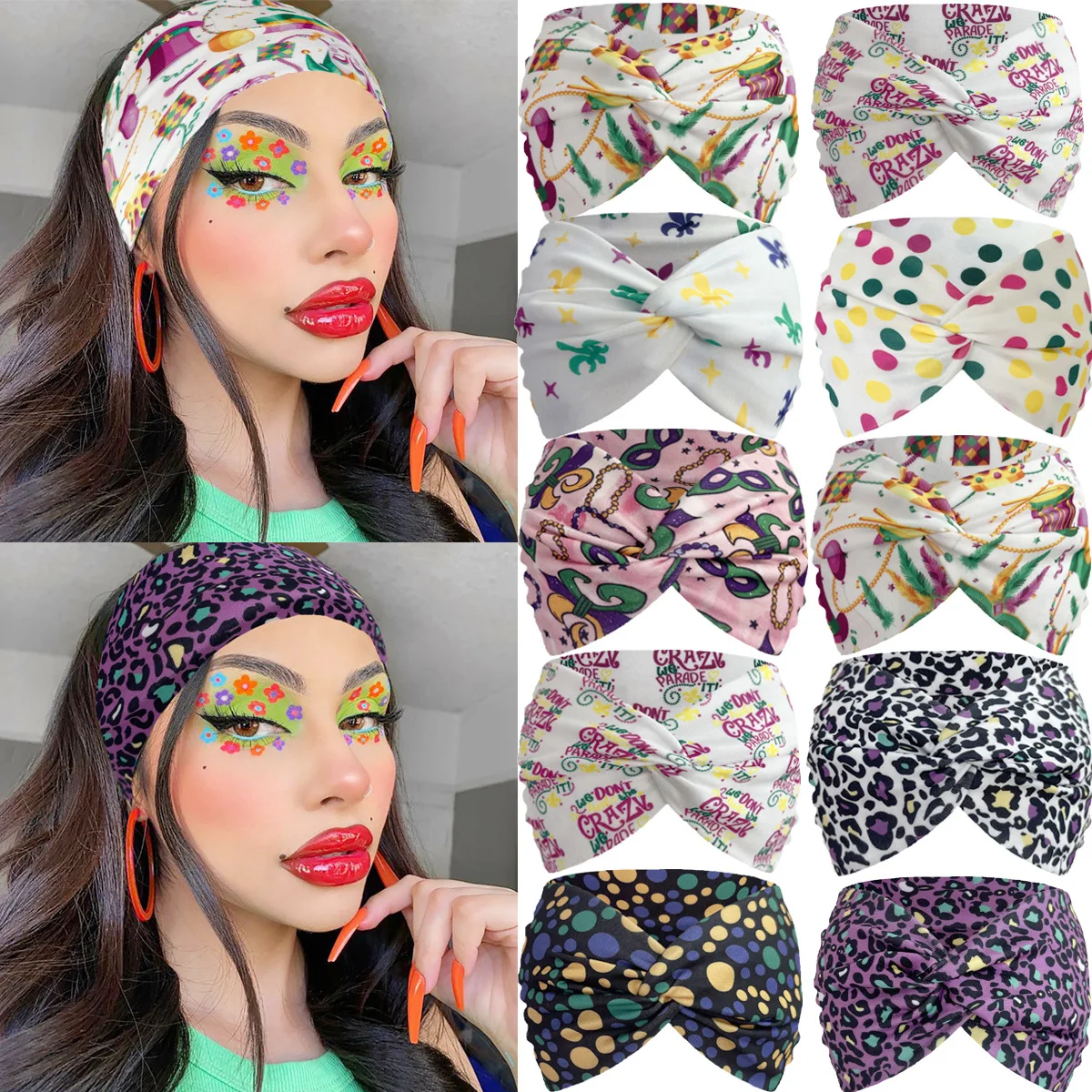 Dots Headbands Women Twisted Elastic Nonslip Hairbands Workout Leopard Head Band Turban Head Wraps Running Yoga Hair Scarfs